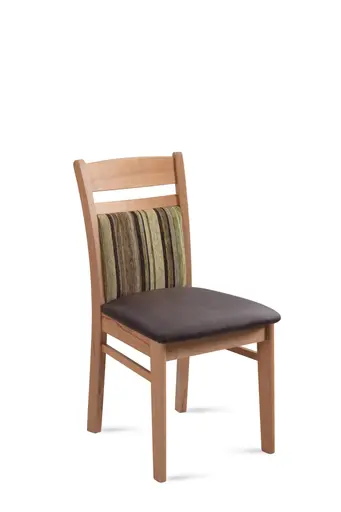 Polsterstuhl - Kerneiche massiv, Stoff dunkelbraun schlammgrün