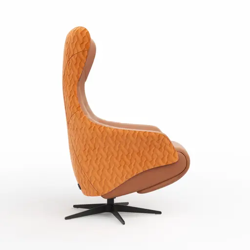 Relaxsessel Follina - Relaxfunktion (motorisch), Leder, Stoff, Cognac