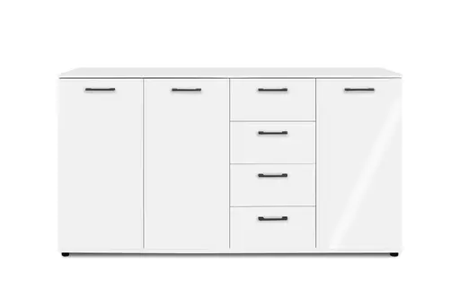 Sideboard- B ca. 160 cm, Weiß, Hochglanz