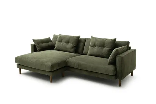 Ecksofa Anesa - Longchair links, 1,5-Sitzer, Stoff, Grün