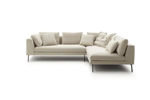 Ecksofa Helmi - 2,5-Sitzer, Ecke rechts, Cord, Creme