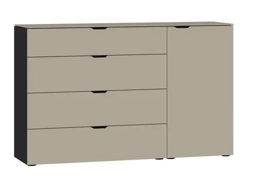 Kommode JOIN IT- Glas, Hellbraun, Matt, Schwarz