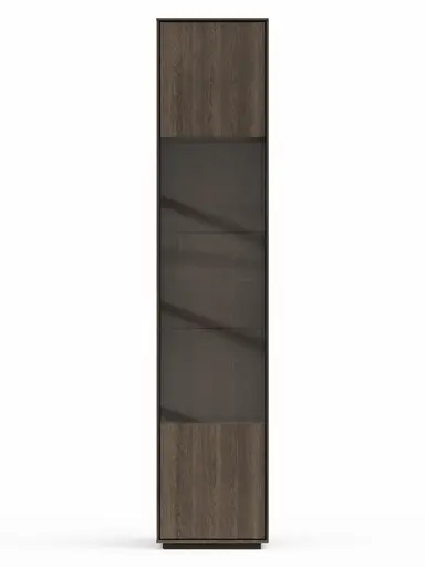 Vitrine Saratoga - links, Buche massiv, silbergrau geölt