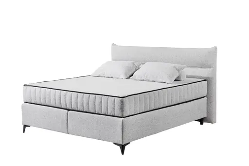 Boxspringbett - Liegefläche ca. 180x200 cm, Stoff, Hellgrau