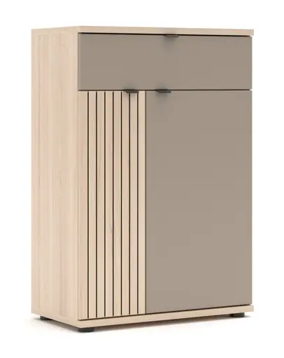 Schuhschrank - B ca. 70 cm, Riva Eiche Nachbildung, Basalt