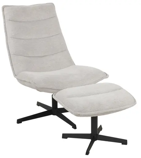 Relaxsessel mit Hocker - drehbar, Webstoff, Hellgrau
