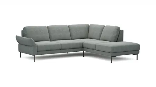 Ecksofa Rockport A - 2,5-Sitzer mit Ecke rechts inkl. Armlehne klappbar, Stoff, Eisblau