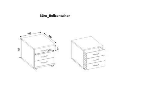 Rollcontainer - B ca. 46 cm, Sonoma Eiche Nachbildung