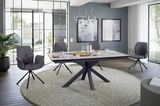 Armlehnstuhl MANOA - drehbar, Stoff, Dunkelgrau