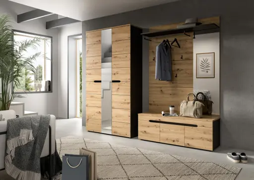 Garderobe - Basalt grau, Artisan Eiche Nachbildung