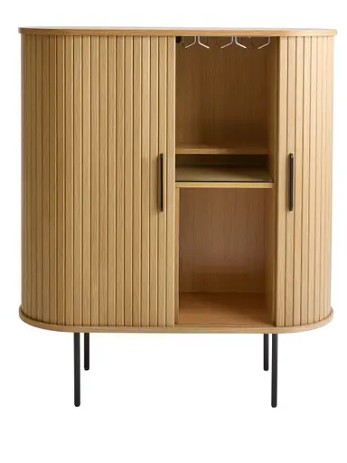 Highboard - B ca. 100 cm, Eiche Furnier, Natur