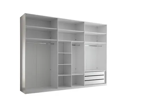 Drehtürenschrank- B ca. 300 cm, Weiß, Weiß Hochglanz