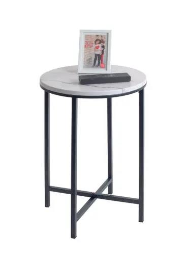 Beistelltisch - Ø/H ca. 39x53 cm, Marmoroptik, Anthrazit