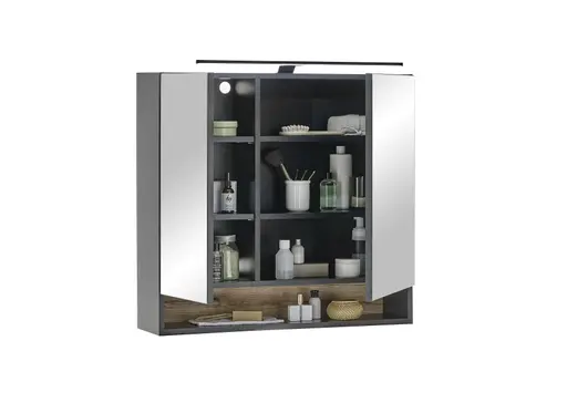 Spiegelschrank- B ca. 80 cm, Schwarz Matt, Spiegel