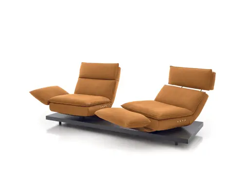 Sofa - 2-Sitzer, Relaxfunktion motorisch, Leder, Curry
