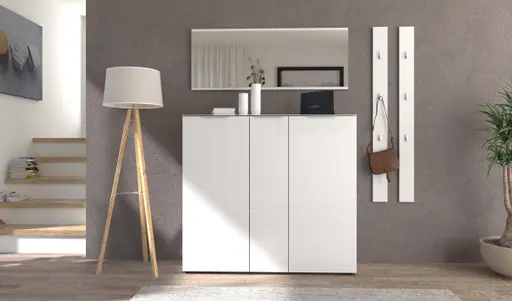 Schuhschrank - B ca. 136 cm, Weiß