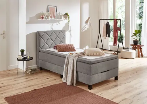 Boxbett- Liegefläche ca. 100x200 cm, Stoff, Hellgrau