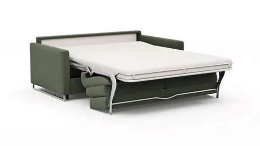 Sofa Nuoro - 2,5-Sitzer inkl. Schlaffunktion, Armlehne mit Kufe, Stoff, Olivgrün