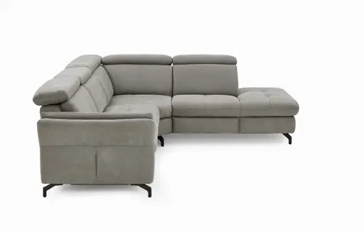  Ecksofa - 2-Sitzer mit Ecke rechts, Stoff, Grau