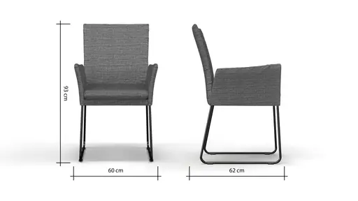 Armlehnstuhl Saragossa - Leder, Anthrazit