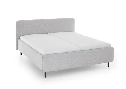 Polsterbett - Liegefläche ca. 180x200 cm, Absetzung Grau, Stoff, Hellgrau