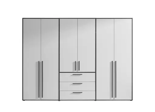 Drehtürenschrank- B ca. 270 cm, Graphit, Weiß