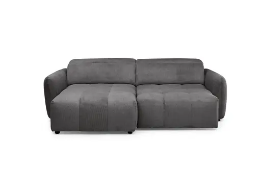 Ecksofa MADAN - 1,5-Sitzer mit Longchair rechts, Sitztiefe verstellbar motorisch, Kopfteil verstellbar, Stoff, Graphite
