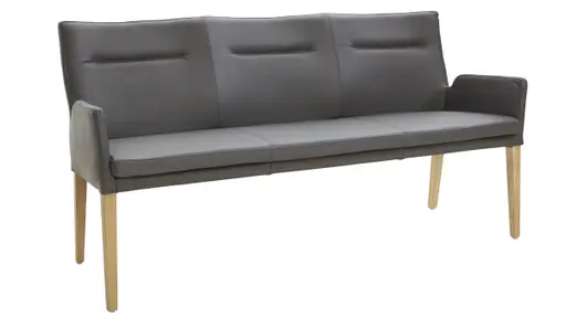 Polsterbank 3190 - B ca. 180 cm, Leder, Anthrazit
