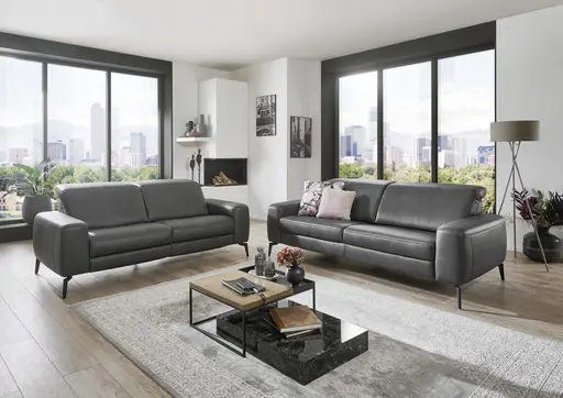 Sofa - 3-Sitzer, Kopfteil verstellbar, Stoff, Graphit