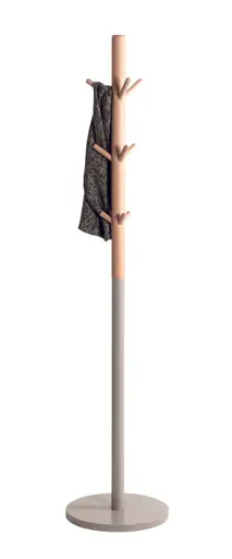 Garderobenständer - Ø/H ca. 37x171 cm, Buche massiv naturbelassen, Kaschmir
