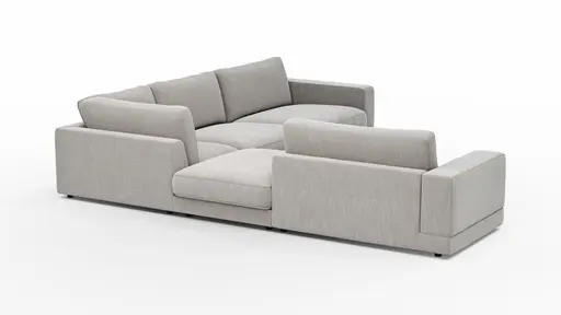 Ecksofa Juni - Ecke links mit 3-Sitzer, Stoff, Hellgrau