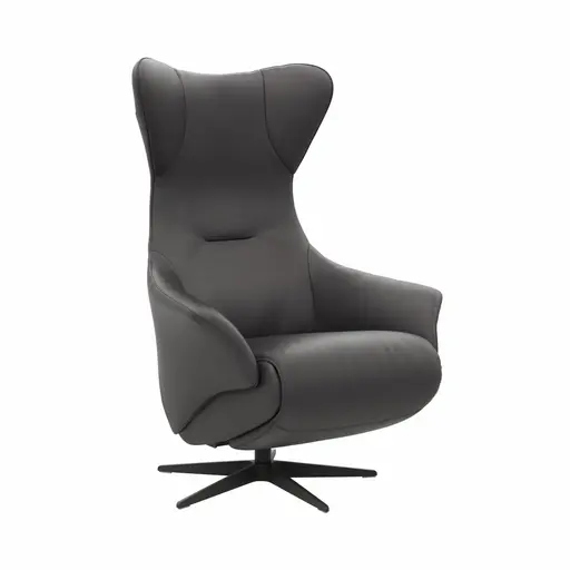 Relaxsessel Follina - Relaxfunktion (motorisch), Leder, Schwarz, Akku