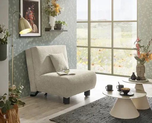  Faltsessel EBBY - ohne Armlehne inkl. Schlaffunktion, Stoff, Taupe