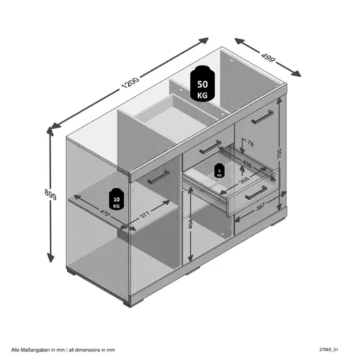 Kommode - Eiche Dekor