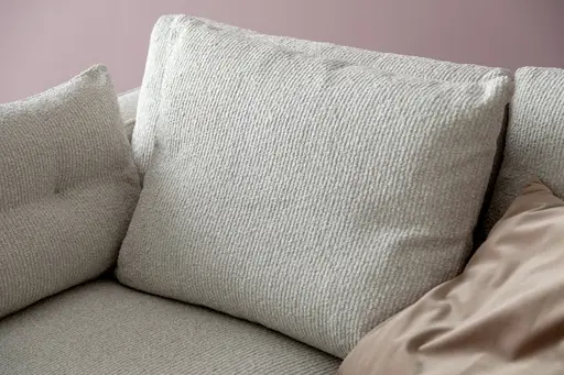 Trapezsofa Anesa - 2-Sitzer, Ecke rechts, Cord-Boucle, Creme