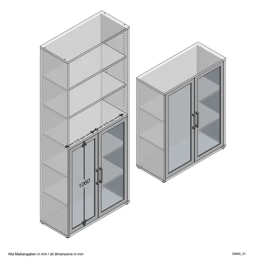Türen-Set- B ca. 84 cm, Glas, Kaschmir