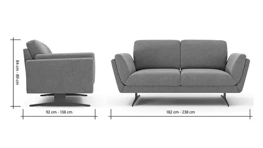 Sofa Tova - 2-Sitzer inkl. Rücken- und Armlehnfunktion, Kufe, Stoff, Rost