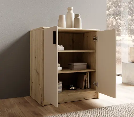 Kommode - B ca. 74 cm, Artisan Eiche Nachbildung, Kaschmir