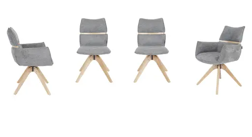 Armlehnstuhl MAROU - drehbar, Stoff, Graublau