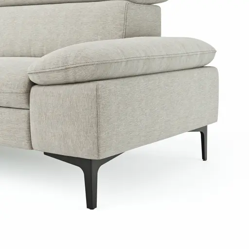 Ecksofa Felipa - Longchair links mit 2,5-Sitzer inkl. Kopfteil verstellbar, Stoff, Natur