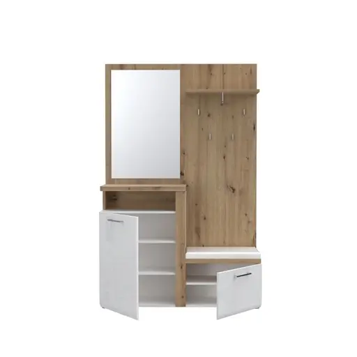 Garderobe - Weiß, Eiche Dekor