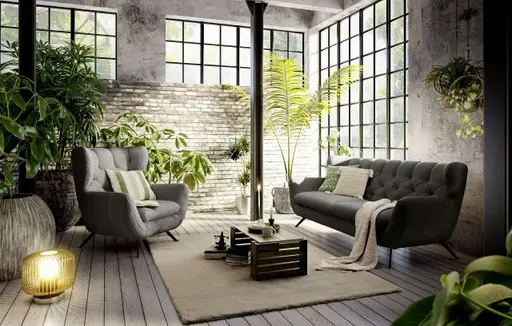 Sofa CHIRA - 3-Sitzer, Stoff, Schwarz