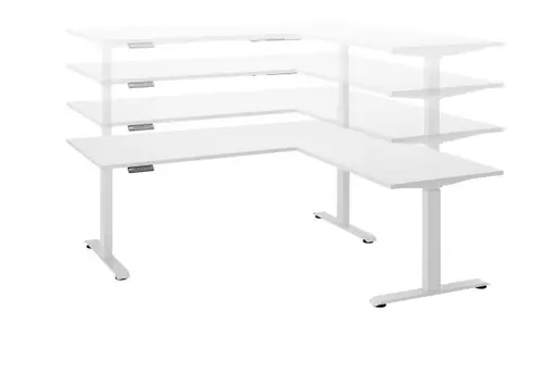Eckschreibtisch - höhenverstellbar, LB ca. 185x77 cm, Weiß