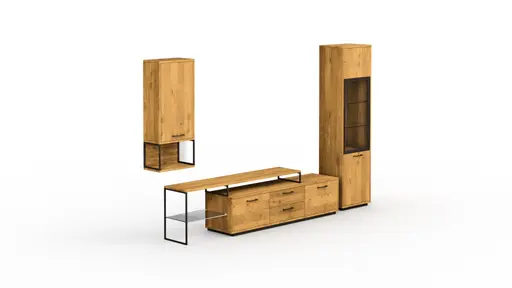 Wohnwand Savannah - Wildeiche massiv, natur geölt