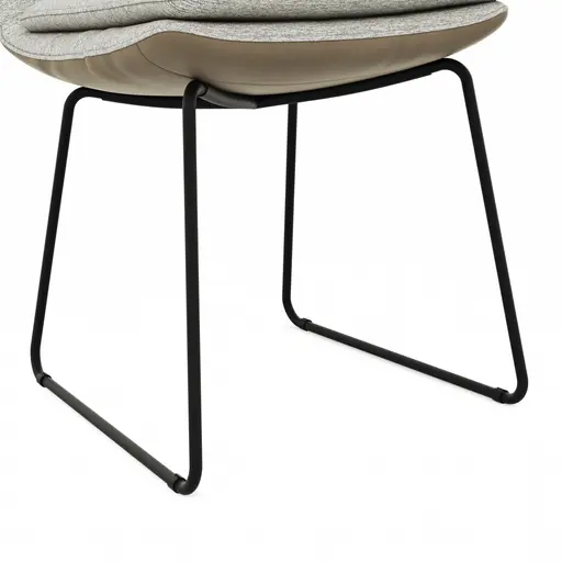 Polsterstuhl Macano - Stoff & Leder, Hellgrau, Steingrau