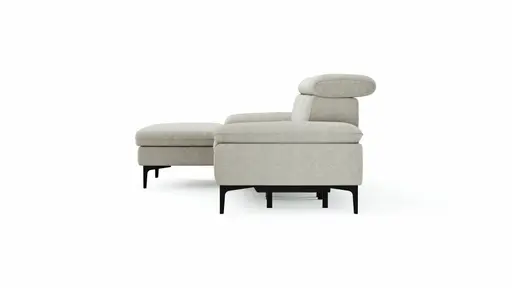 Ecksofa Felipa - Longchair links mit 2,5-Sitzer inkl. Armlehne verstellbar und Rückenlehne/Sitztiefe verstellbar (motorisch), Stoff, Natur