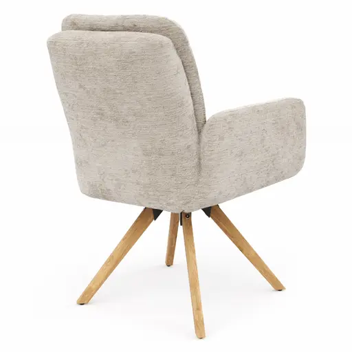 Armlehnstuhl Evania - Dreh und Relax-Funktion, niedriger Rücken, Stoff, Ecru