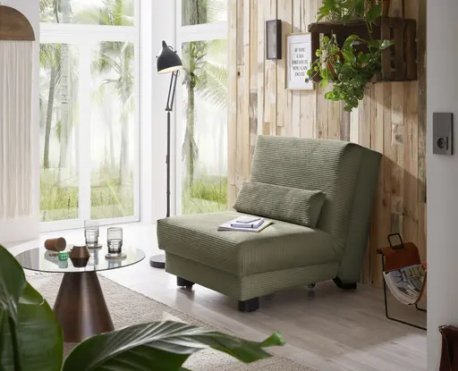  Faltsessel Easy Optik A - ohne Armlehnen inkl. Schlaffunktion, Cord, Dunkelgrün