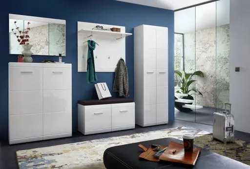 Garderobenschrank GALDO - B ca. 59 cm, Weiß, Hochglanz