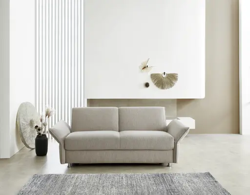 Schlafsofa - Armlehne verstellbar, Stoff, Hellgrau